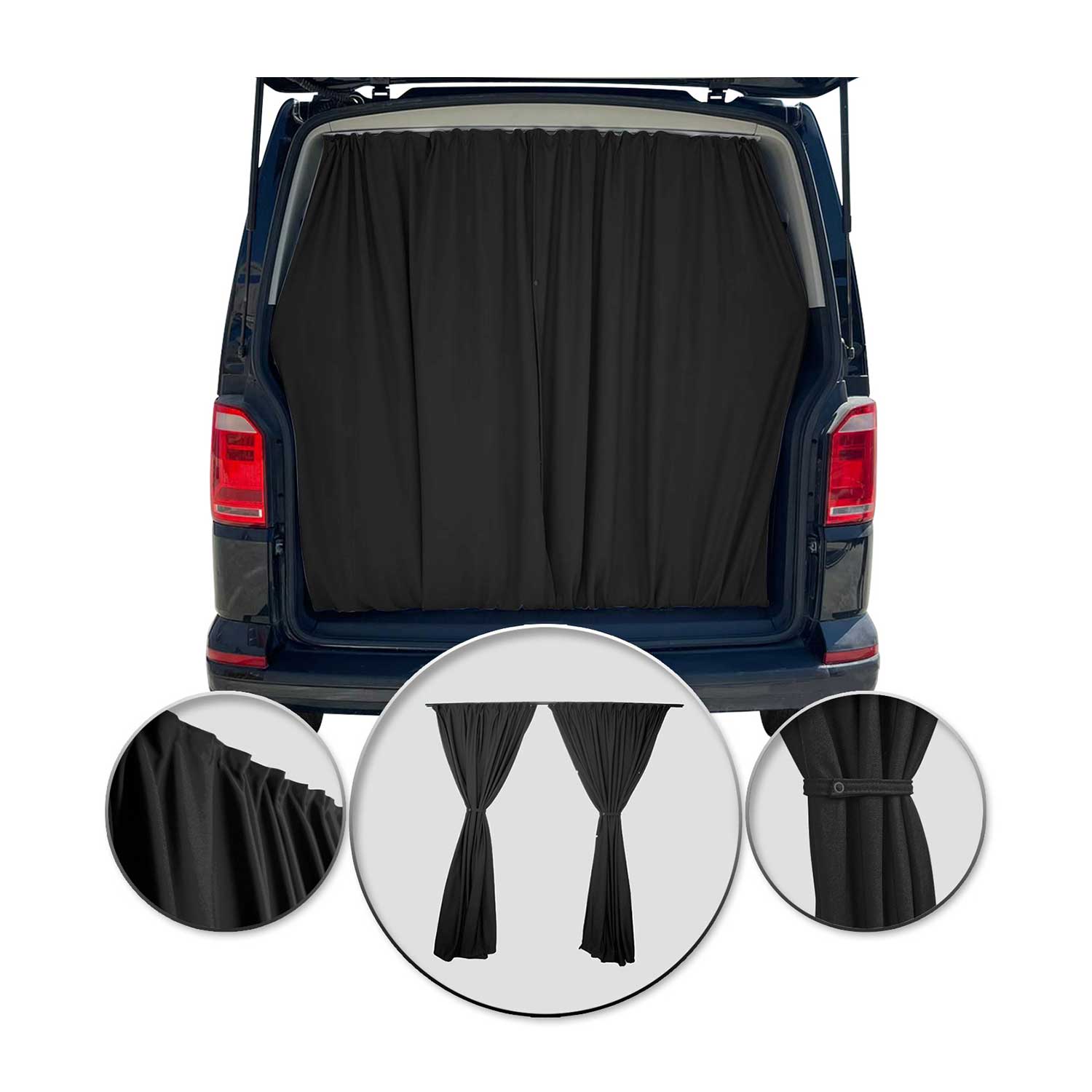 2016-2024 Mercedes Metris Trunk Tailgate Curtains Black 2 Privacy Curtains