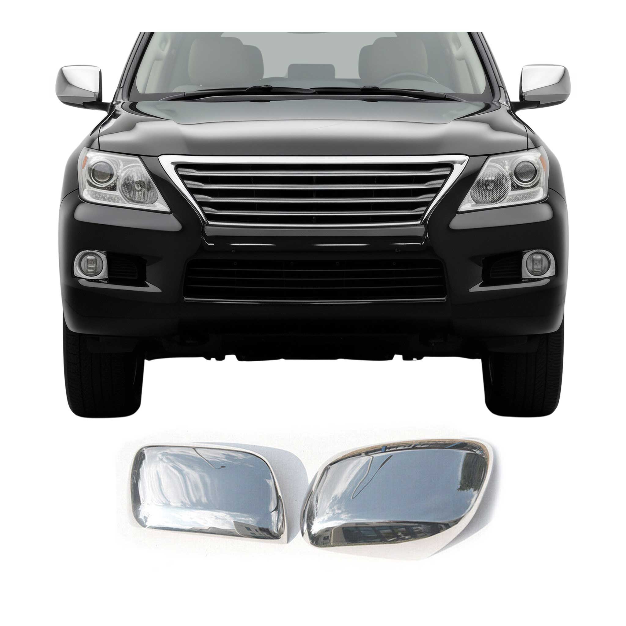 2008-2021 Toyota Land Cruiser W/O Signal Side Mirror Cover Caps Stainless Steel