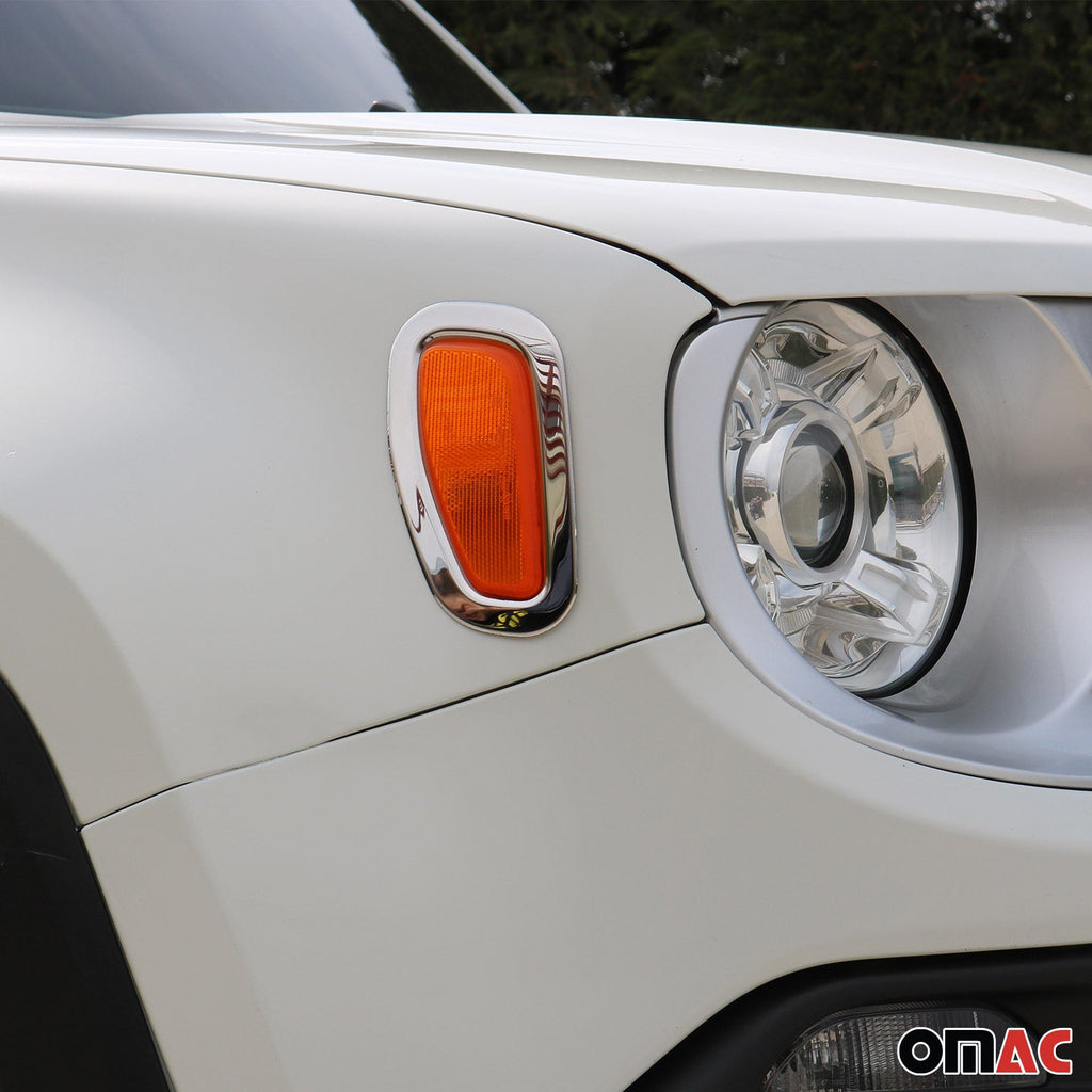 2015-2024 Jeep Renegade Side Indicator Signal Trim Cover Silver Steel 2 Pcs