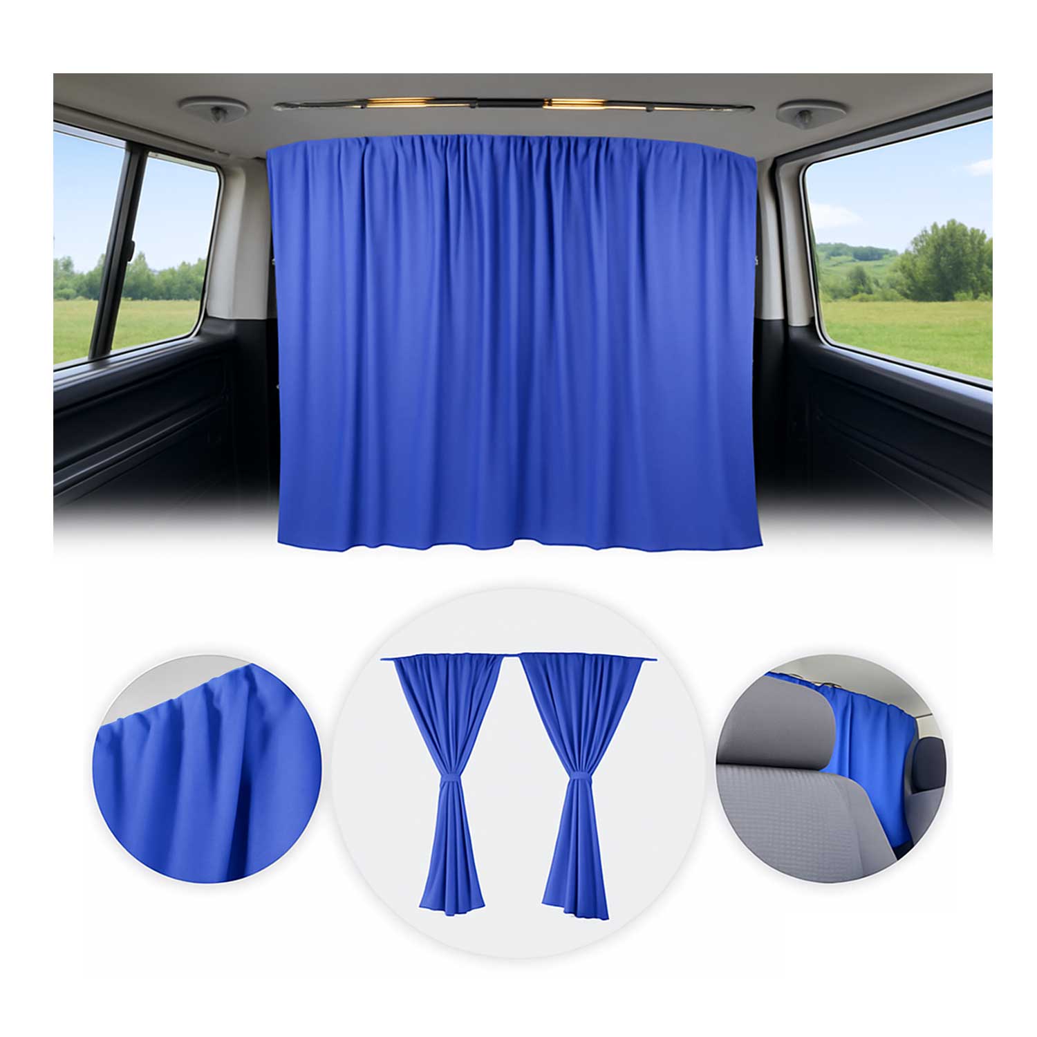 Chevrolet Express Cabin Divider Curtains Privacy Curtains Blue 2 Curtains