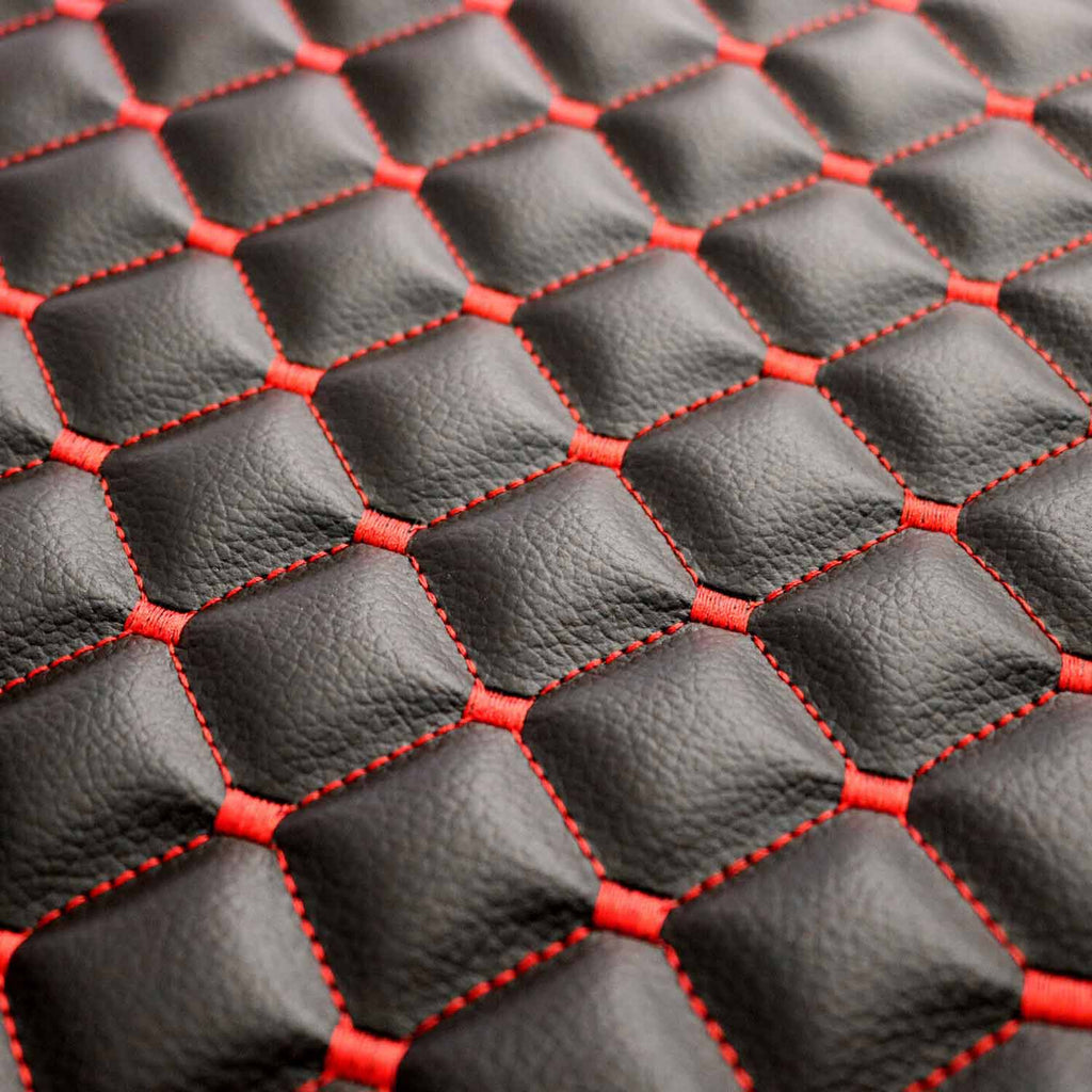 Porsche Leather Breathable Front Seat Cover Pads Black Red 1Pc