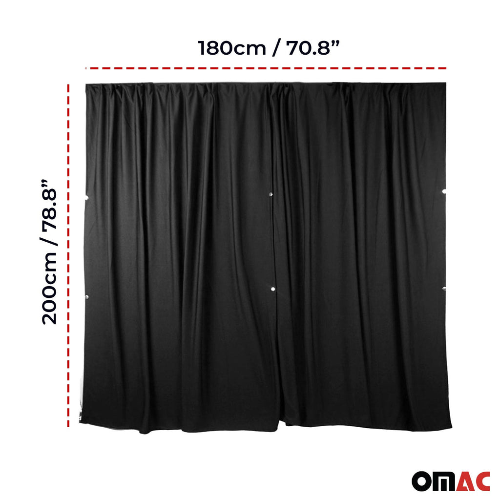 2010-2024 Renault Master Cabin Divider Curtain Privacy Curtains Fabric Black