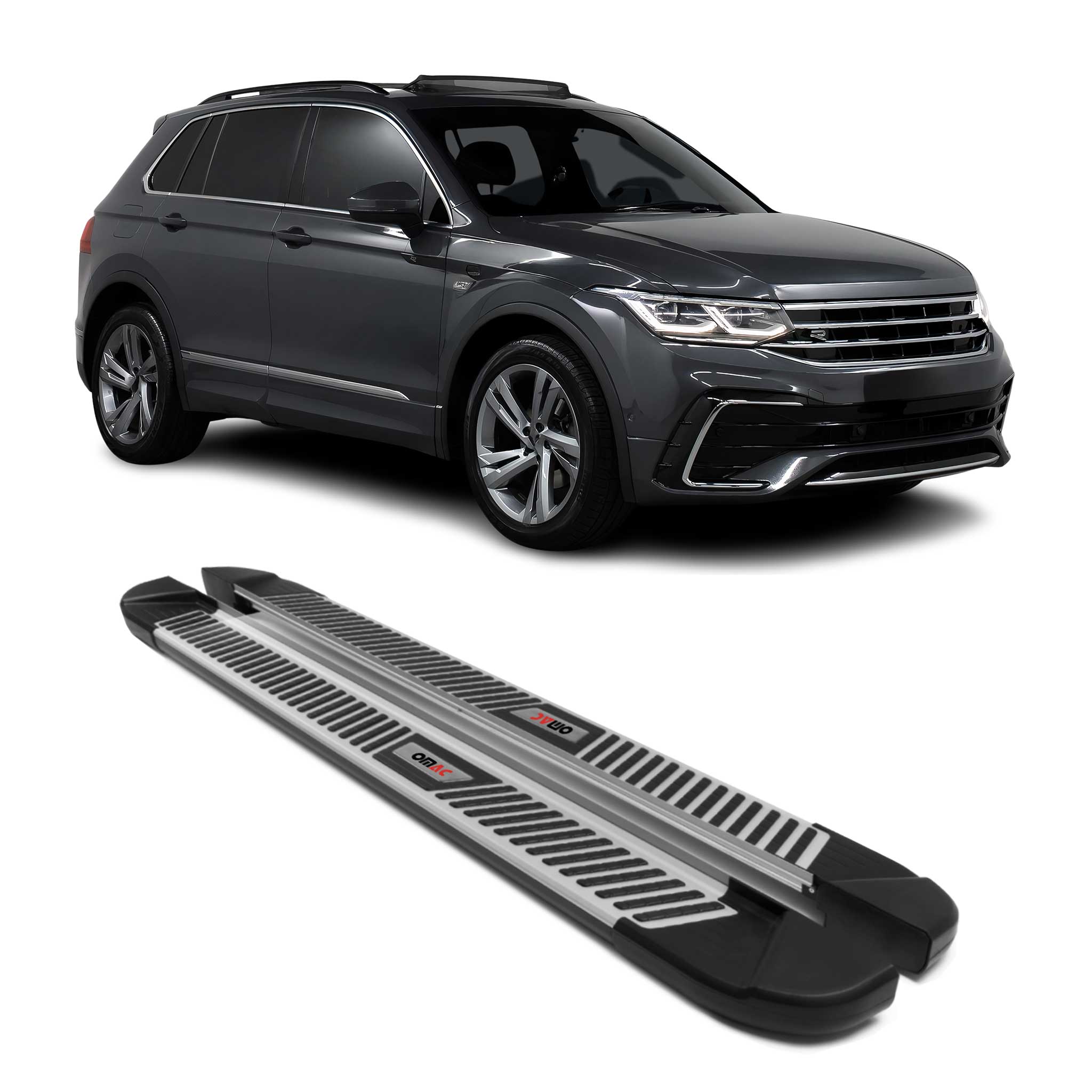 2018-2023 VW Tiguan 2.gen Running Boards Side Steps Silver & Black