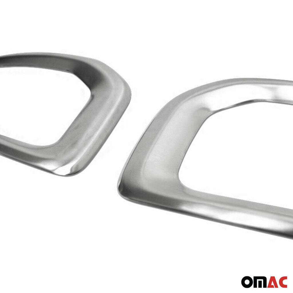 2015-2018 Jeep Renegade Fog Light Lamp Bezel Cover Brushed Steel Silver 2Pcs