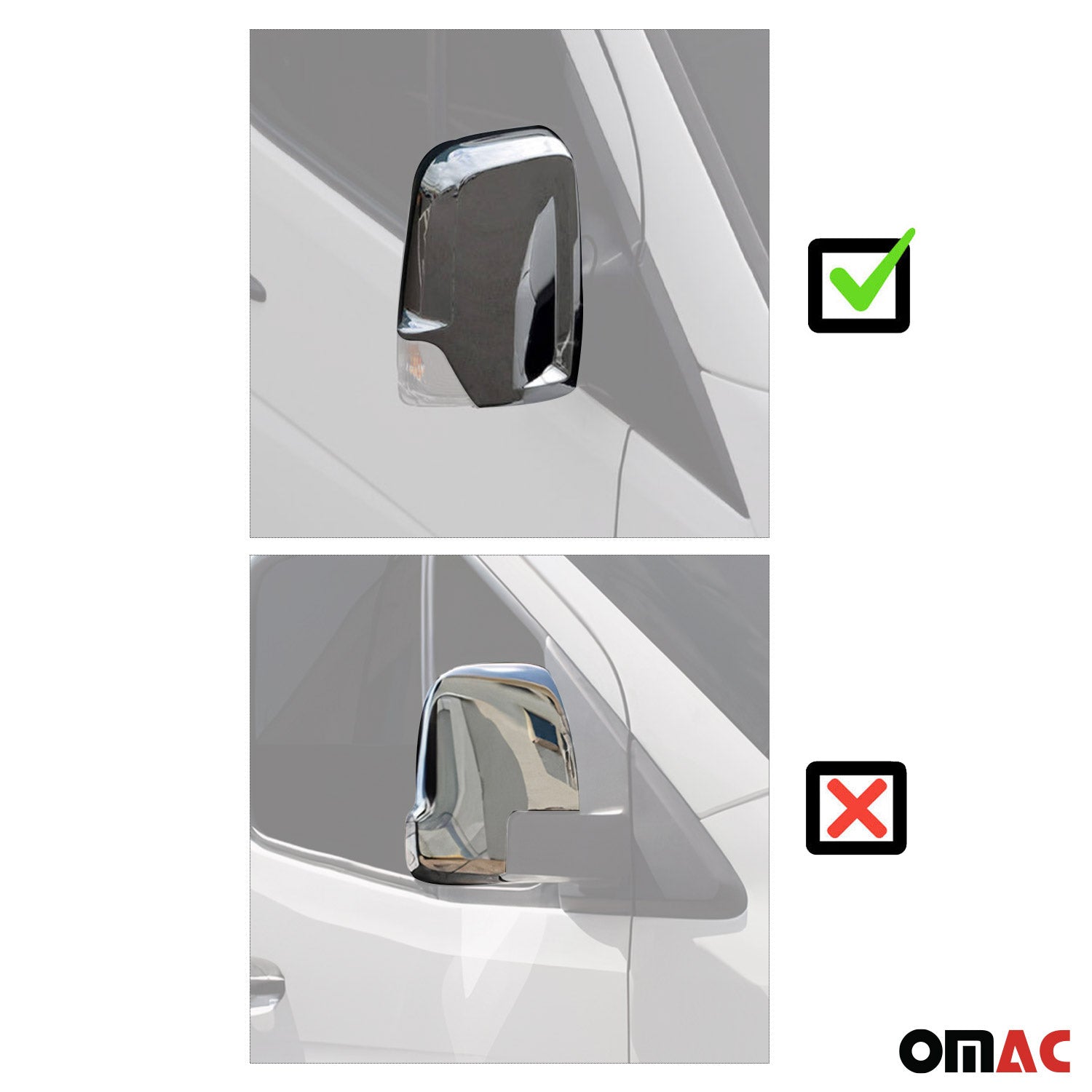 2006-2013 Mercedes Sprinter W906 Side Mirror Cover Caps Stainless Steel Silver 2 Pcs