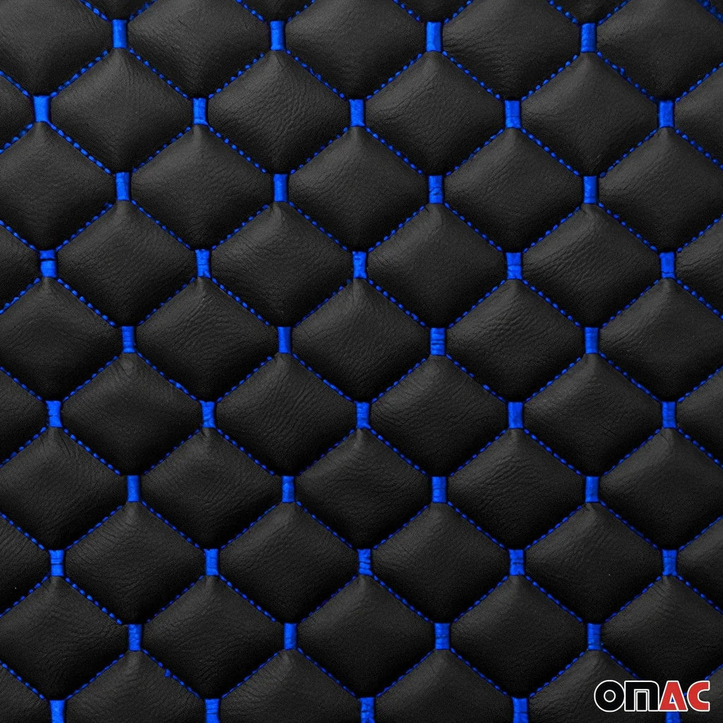 Embossed Black Faux Leather Lining Blue Stitch Car Upholstery 1 Yard x 1.5 Yards