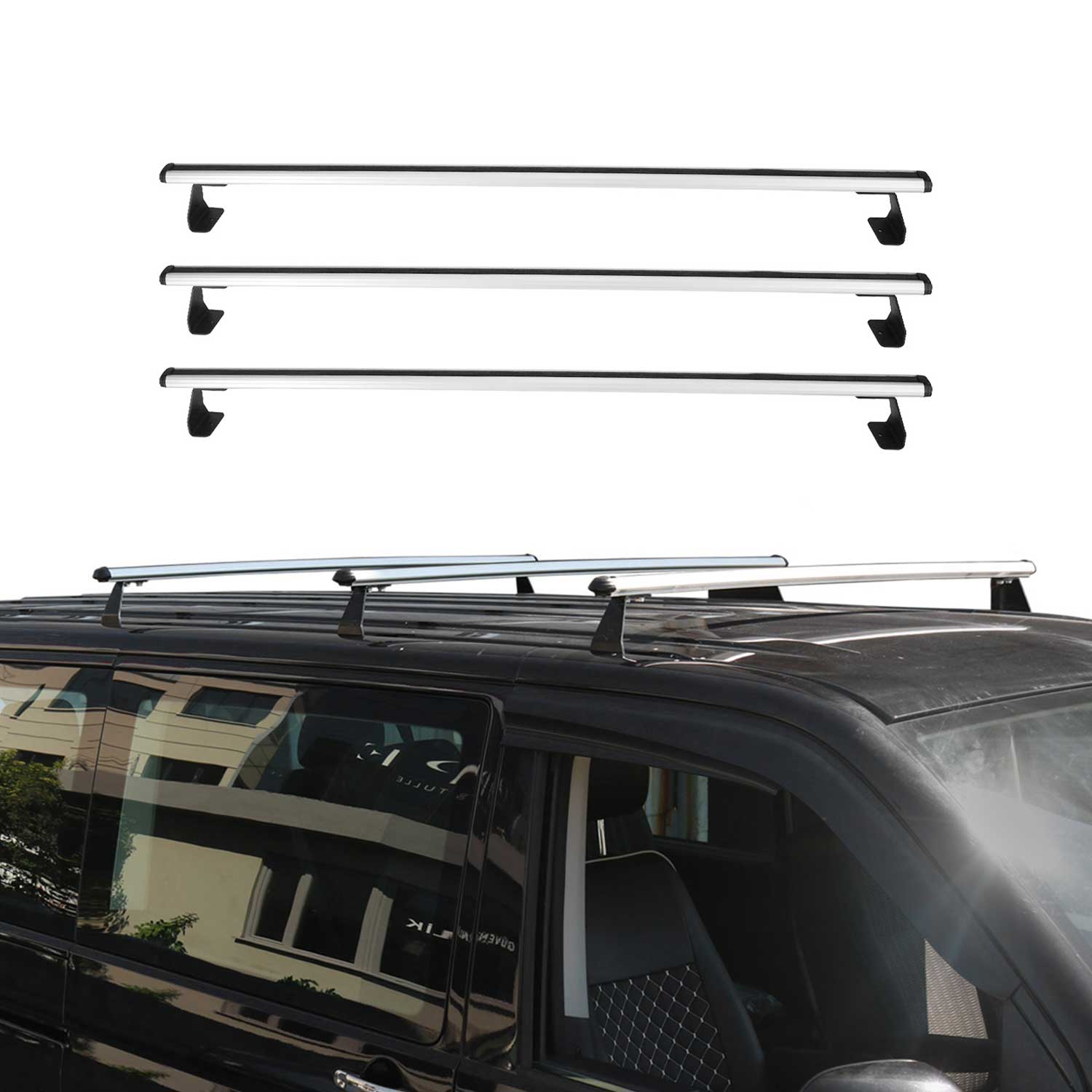 2016-2023 Mercedes Metris Fix Points Roof Racks Cross Bar Gray 3 Pcs