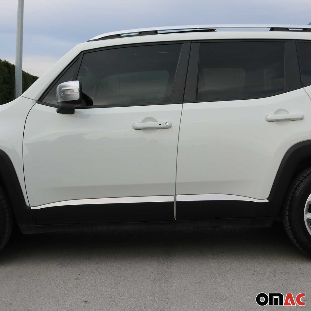 2015-2024 Jeep Renegade Side Door Molding Trim Brushed Steel Silver 4x