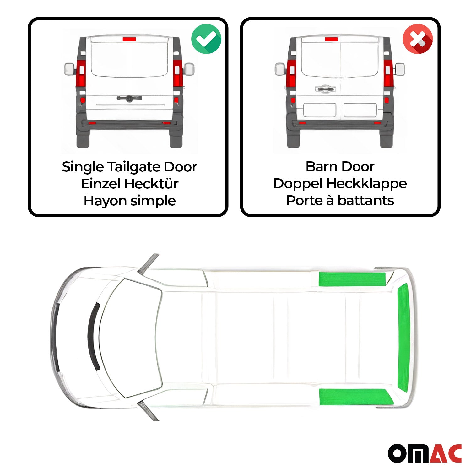1992-2003 VW Eurovan Side Curtain Sliding Door 2x Rear Quarter L1 2x Barn Door