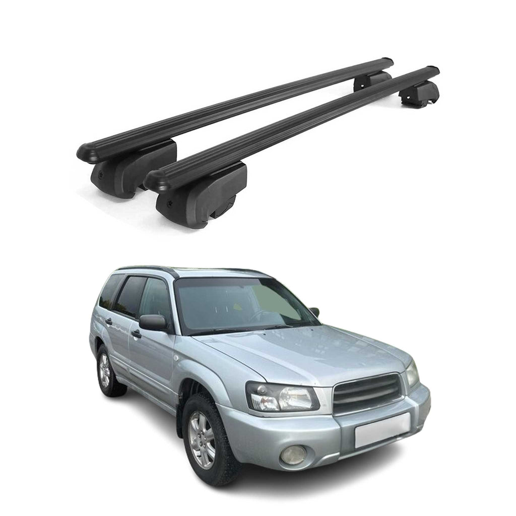Lockable Roof Rack Cross Bars Carrier for Subaru Forester II 2003-2008 Black
