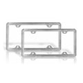 2 Pcs Brushed Chrome S. Steel License Plate Frame Tag Holder