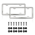 CUBA Print License Plate Frame Tag Holder Chrome S. Steel Set 2 Pcs.