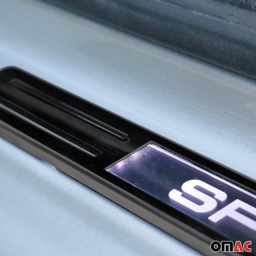 Mini Door Sill Scuff Plate Illuminated Sport Stainless Steel Dark 4 Pcs