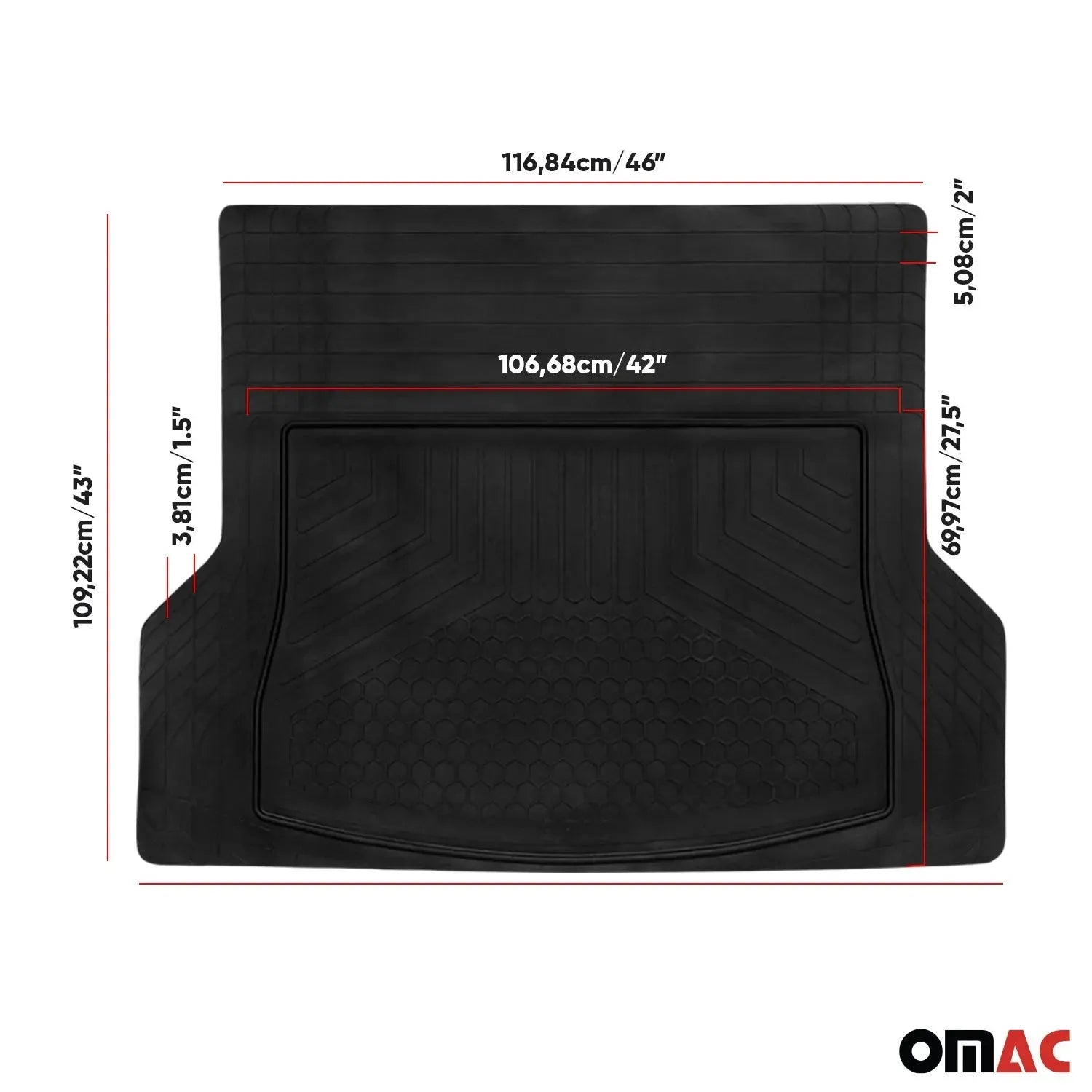 GMC Semi-Custom fit Cargo Mat Liner Waterproof Rubber Black 1Pc