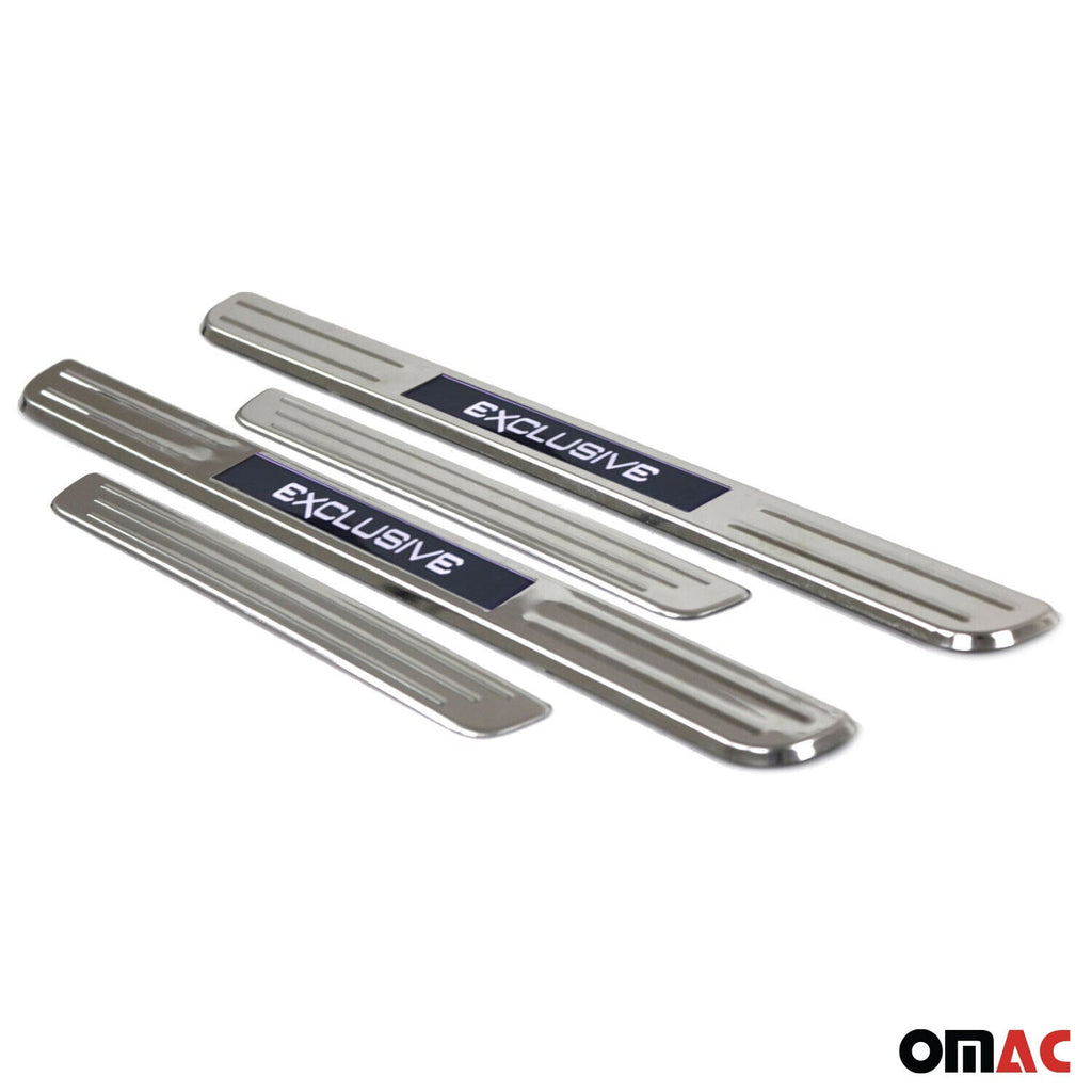Mercedes CLA Class Door Sill Scuff Plate Illuminated Exclusive Stainless Steel Silver 4Pcs