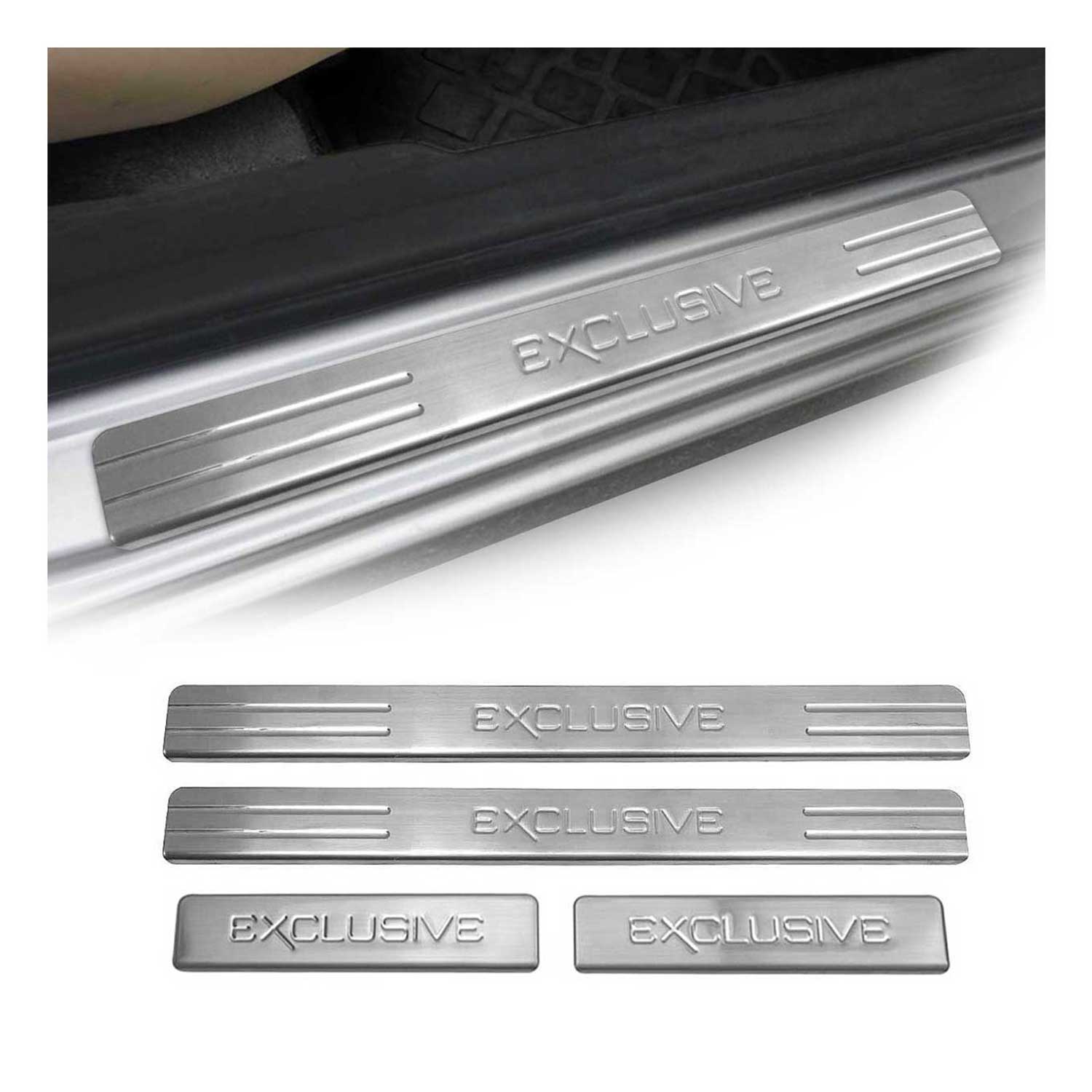 2002-2007 Jeep Liberty Door Sill Scuff Plate Scratch Protector Exclusive Steel Silver 4Pcs
