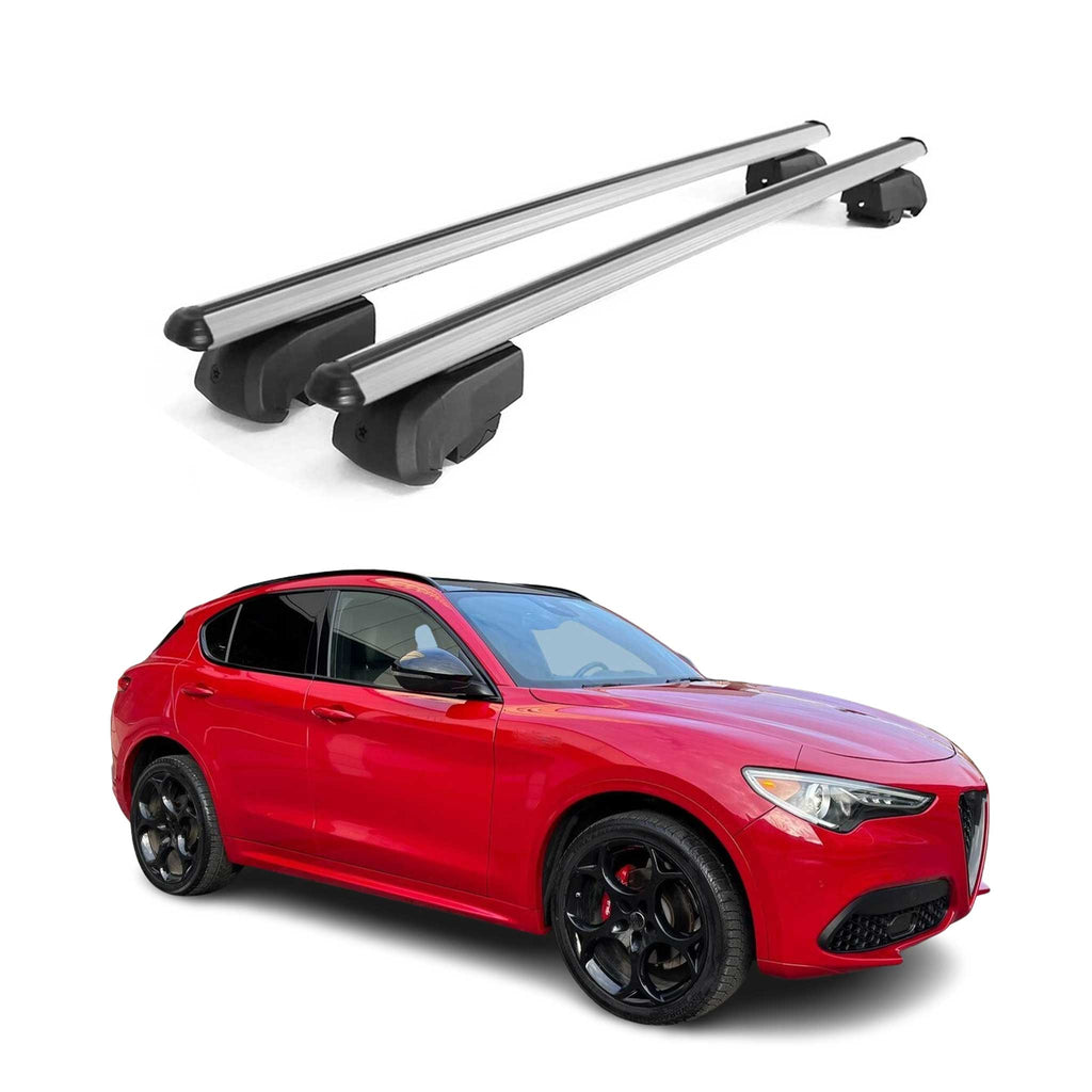 2017-2026 Alfa Romeo Stelvio Roof Rack Cross Bars Black Luggage Carrier 2 Pcs