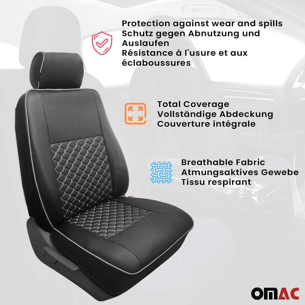 2015-2026 Ford Transit Leather Custom fit Car Seat Cover Black White