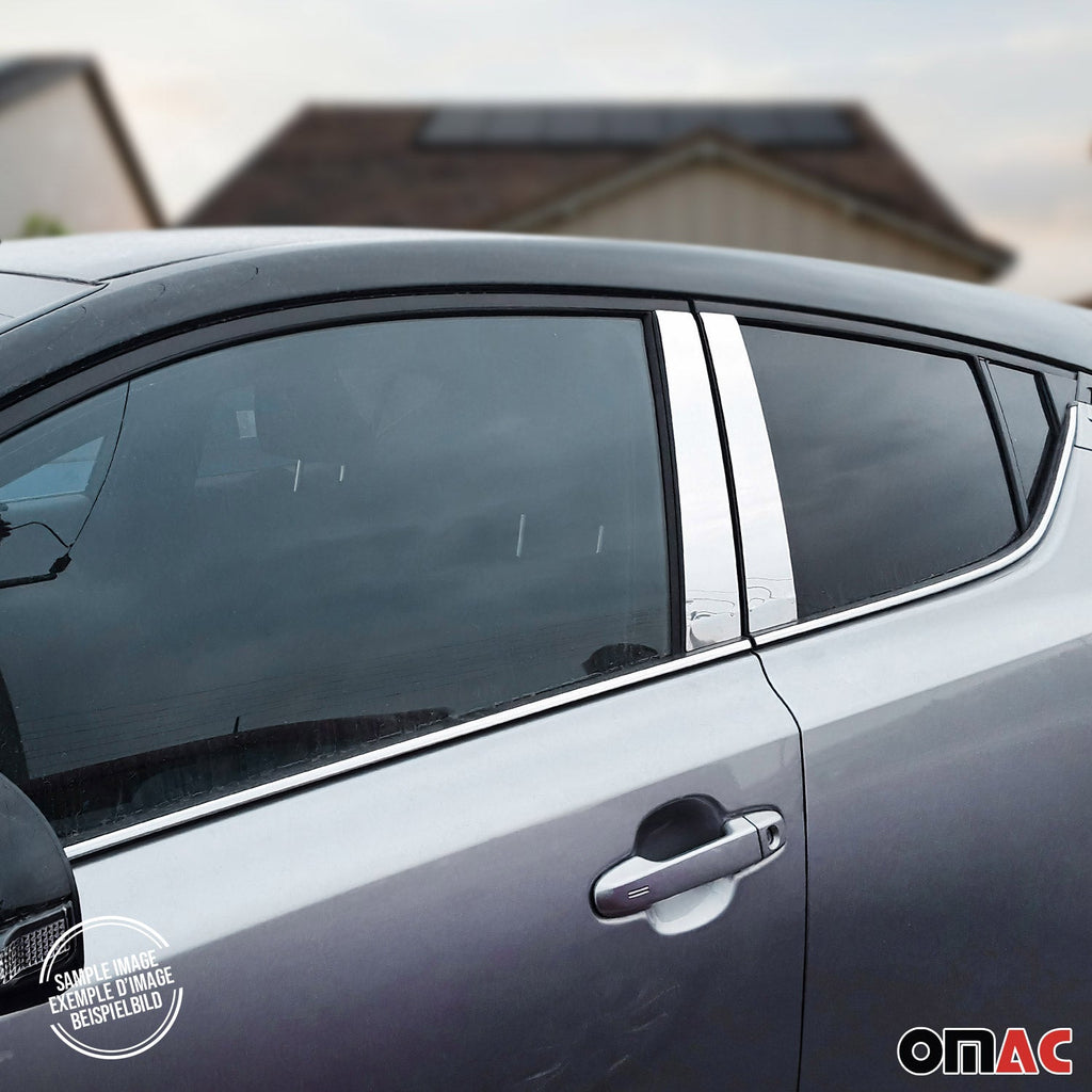2013-2018 Toyota RAV4 Window B Pillar Posts Door Trim Cover Stainless Steel Silver 4x