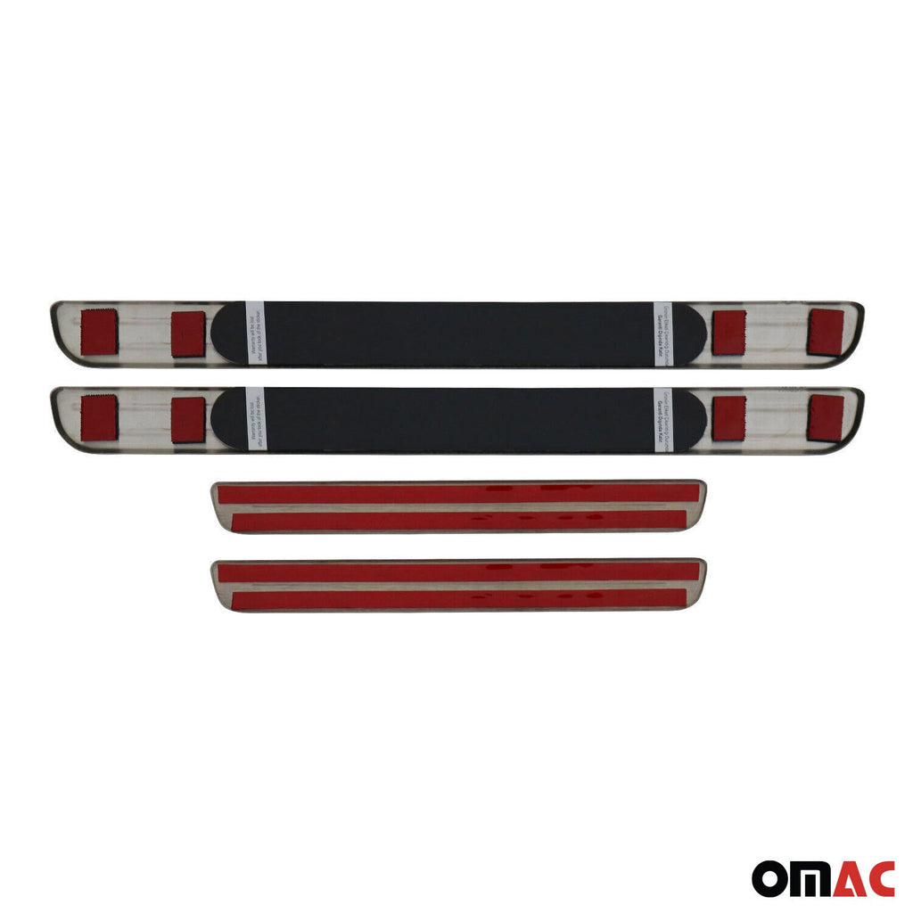 2018-2024 VW Tiguan Door Sill Scuff Plate Illuminated Sport Stainless Steel Dark 4 Pcs