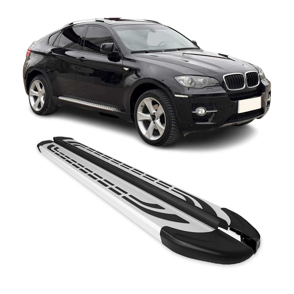 2008-2014 BMW X6 E71 Running Boards Side Steps Silver