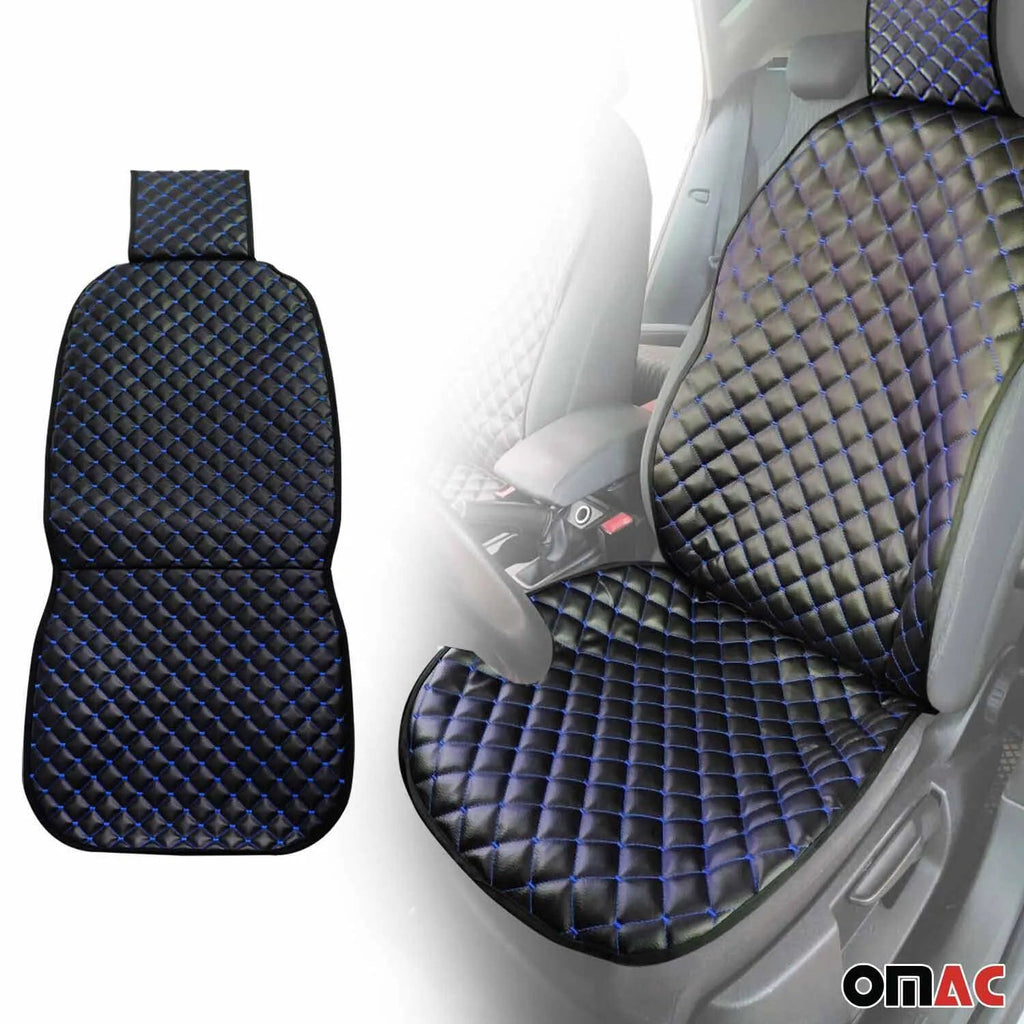 Cadillac Escalade Leather Breathable Front Seat Cover Pads Black Blue 1Pc