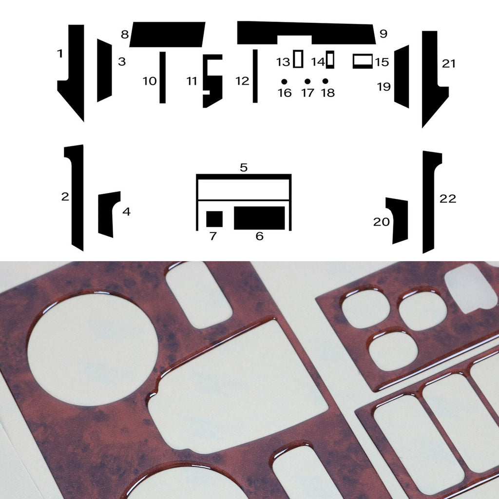 1989-1995 BMW 5 Series M5 E34 Sedan & Touring Wooden Look Dashboard Console Trim Kit 22x