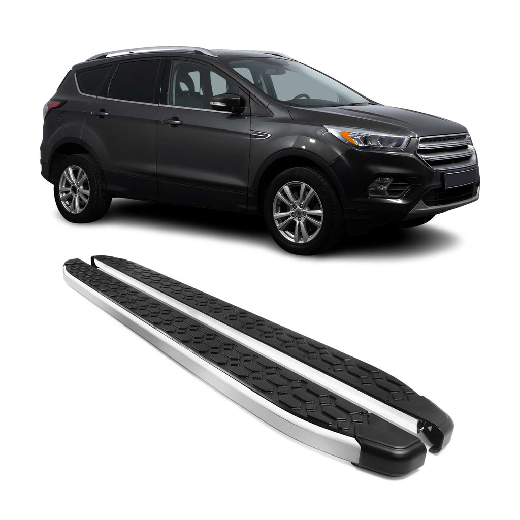 2013-2019 Ford Escape Running Boards Side Steps Silver & Black