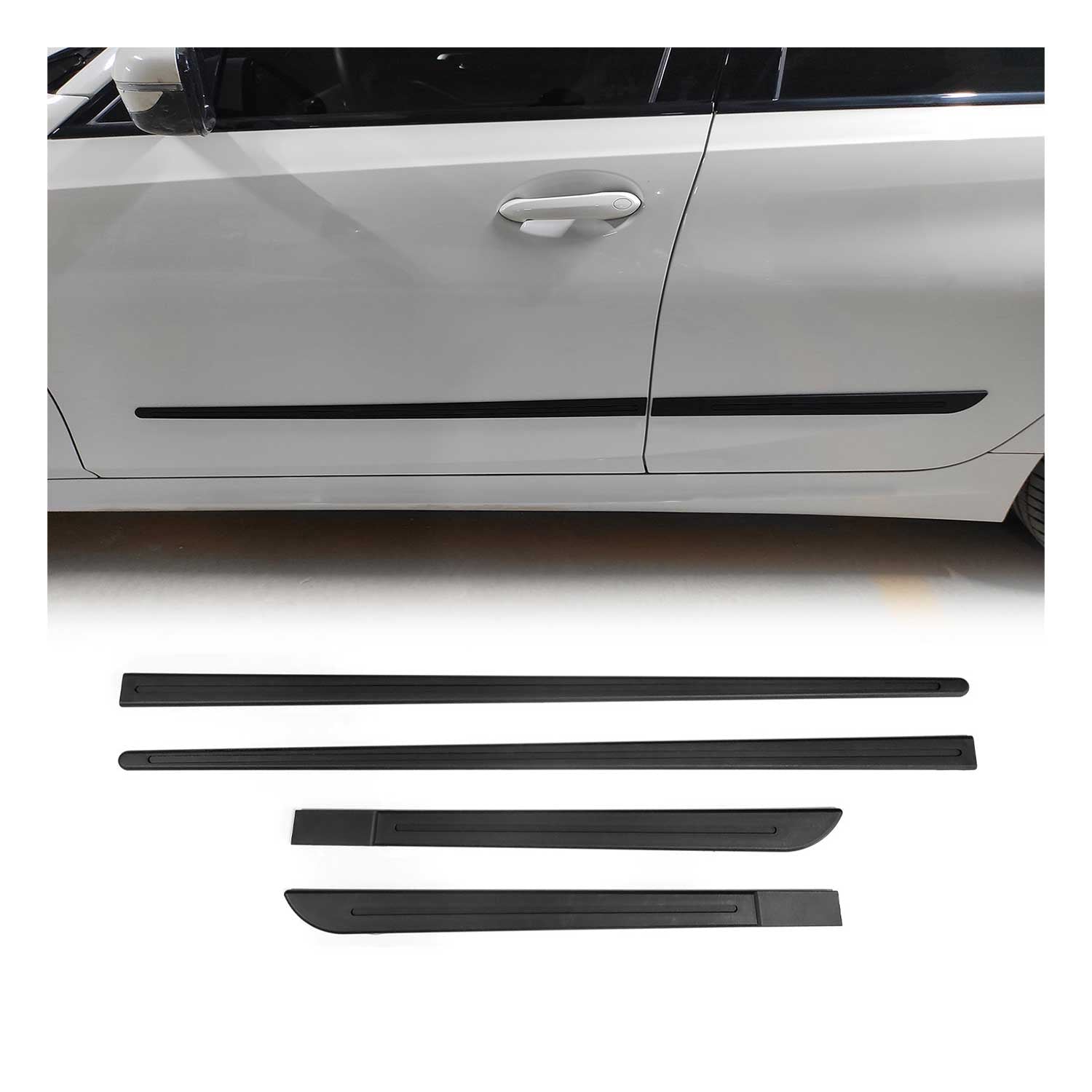 Porsche Side Door Molding Trim Skirt Garnish Black 4 Pcs