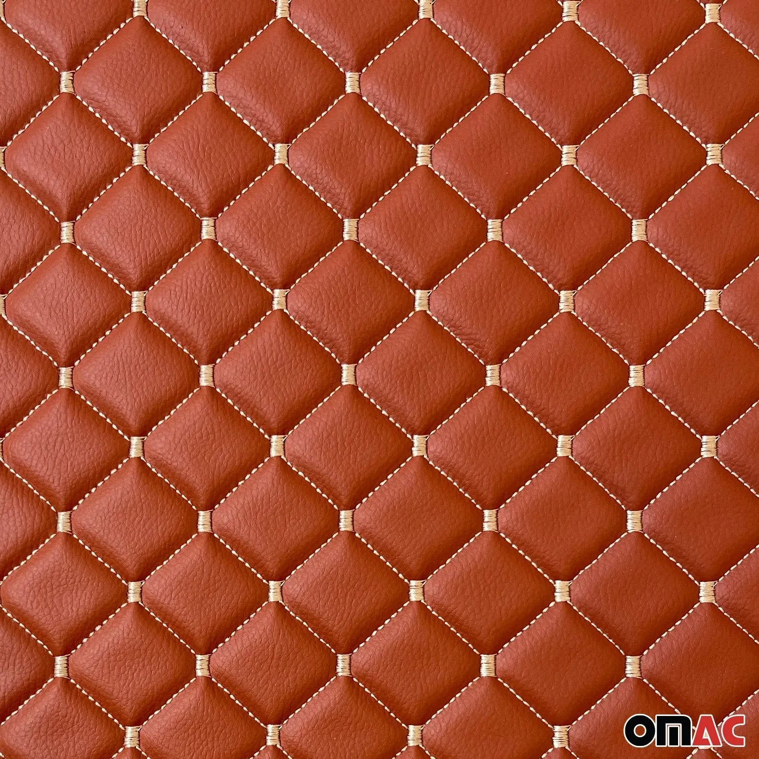 Embossed Tan Faux Leather Lining Cream Stitch Car Upholstery 1 Yard x 1.5 Yards