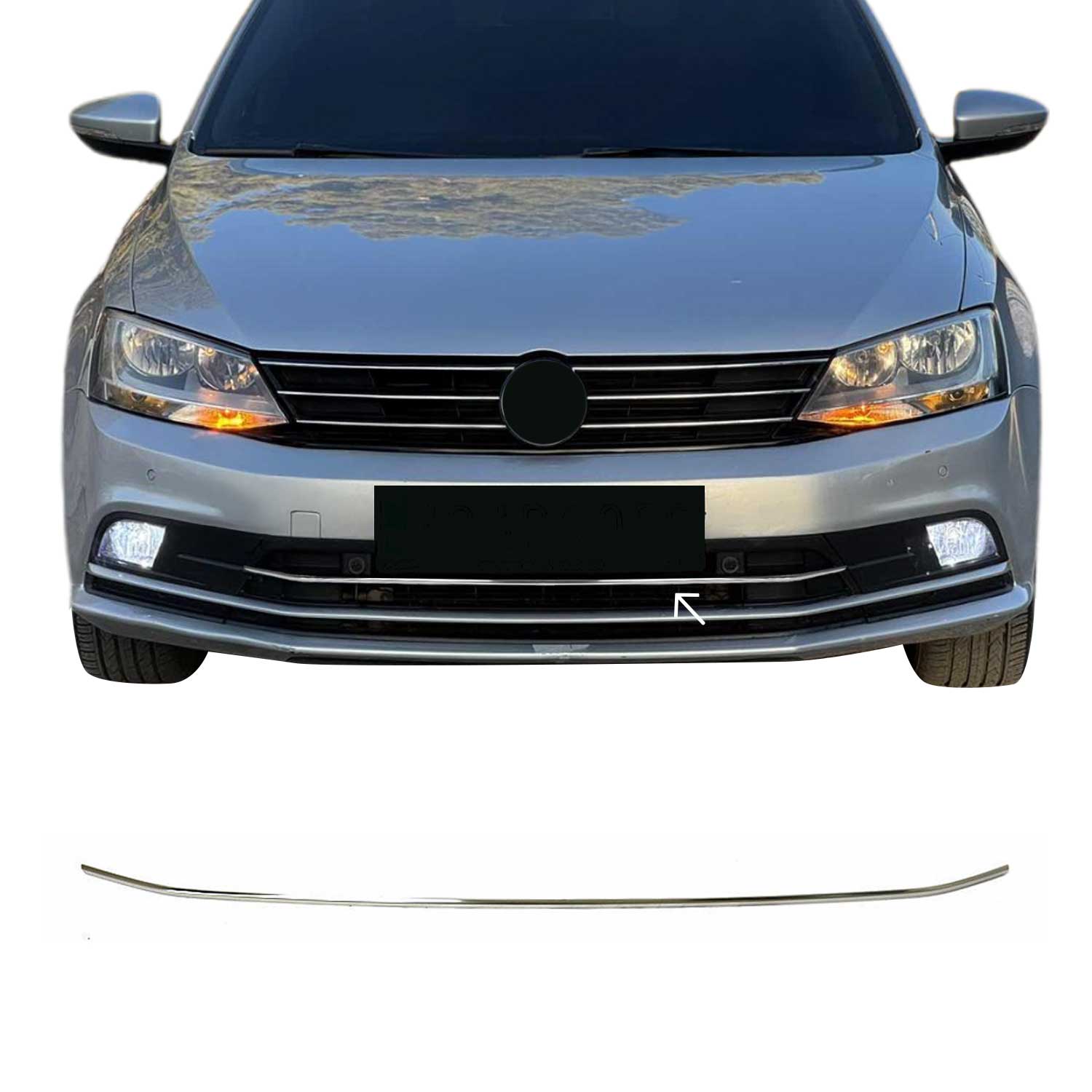 2015-2018 VW Jetta A6 Front Bumper Trim Molding Stainless Steel Silver