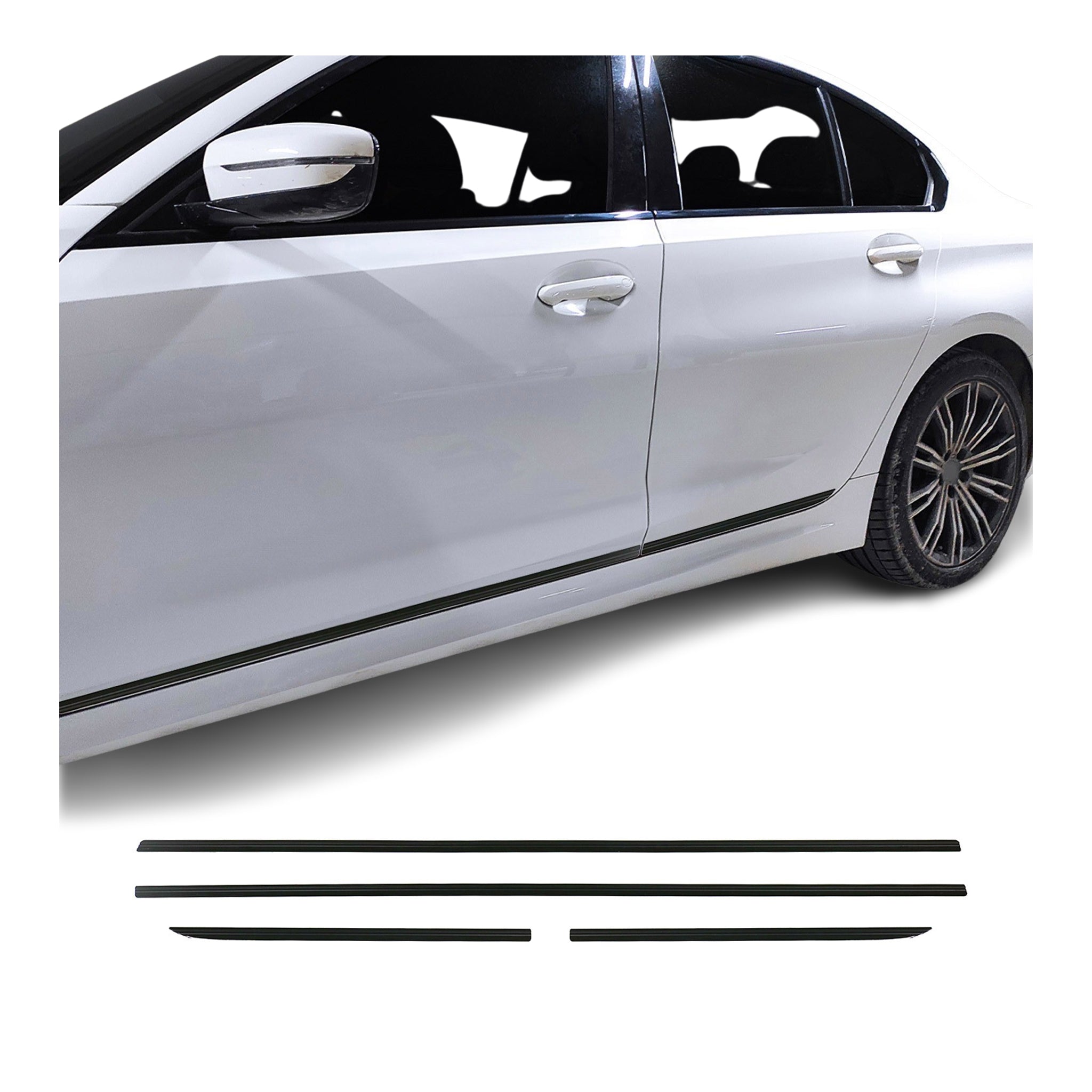 2012-2014 VW Passat B7 Sedan Side Door Molding Trim Skirt Garnish Black 4 Pcs