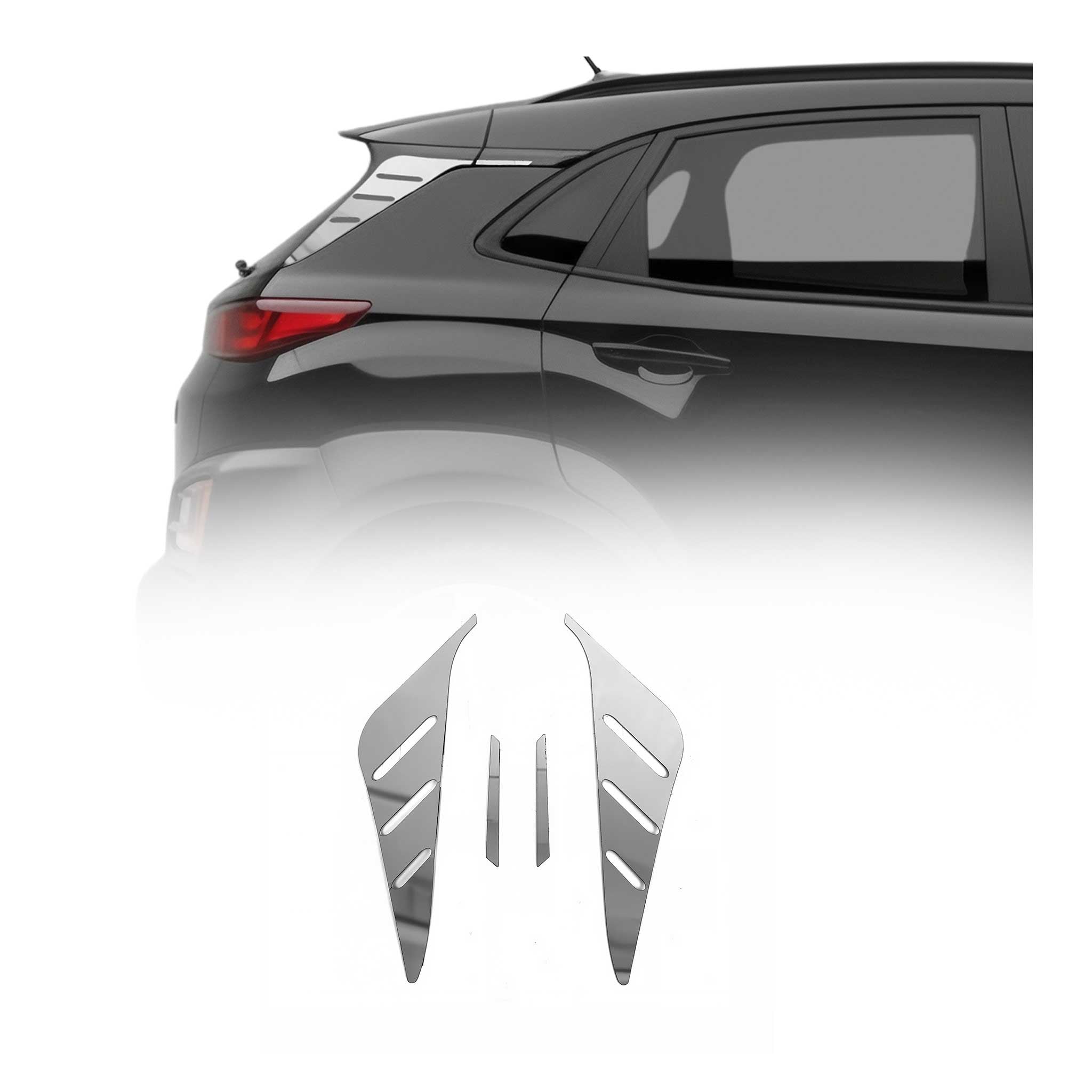 2018-2023 Hyundai Kona Trunk Wing Side Trim Silver Stainless Steel 4 Pcs