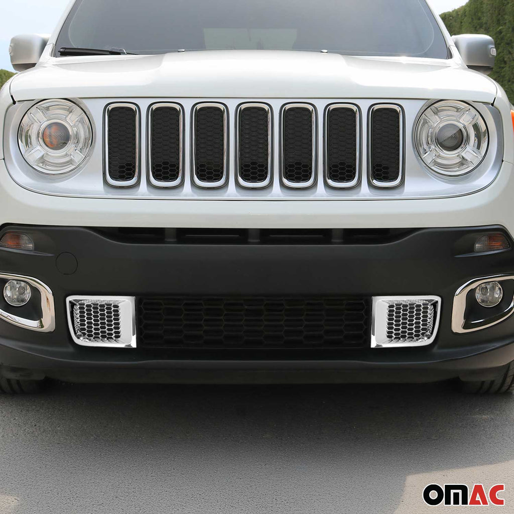 2015-2018 Jeep Renegade Front Bumper Trim Molding Chrome ABS 2Pcs