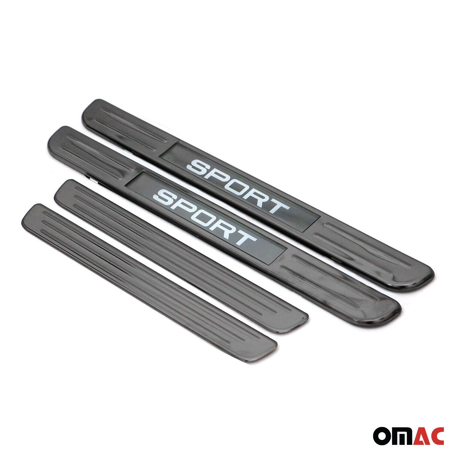 Mini Door Sill Scuff Plate Illuminated Sport Stainless Steel Dark 4 Pcs