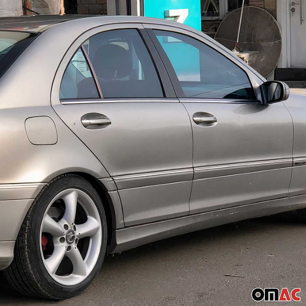 2001-2009 Mercedes C Class W203 Window Molding Trim Streamer S. Steel 4x