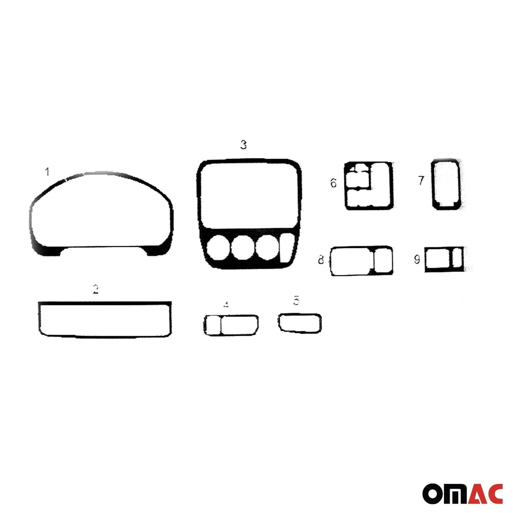 1997-2001 Honda CR-V Aluminium Look Dashboard Console Trim Kit 9 Pcs