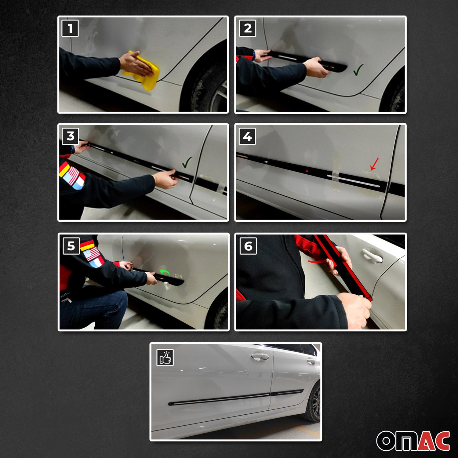 Porsche Side Door Molding Trim Skirt Garnish Stainless Steel Silver 4 Pcs