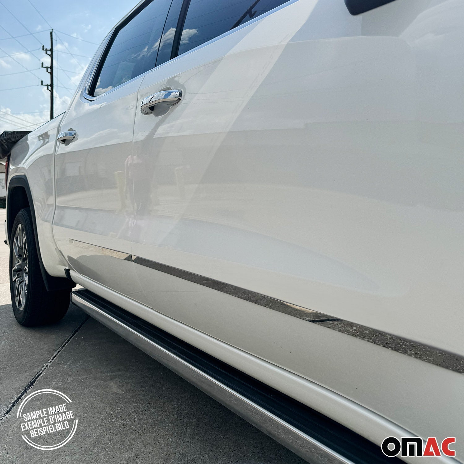2014-2019 Chevrolet Silverado Crew Cab 1500/2500/3500 Crew Cab Side Door Molding Trim Stainless Steel Silver 4x