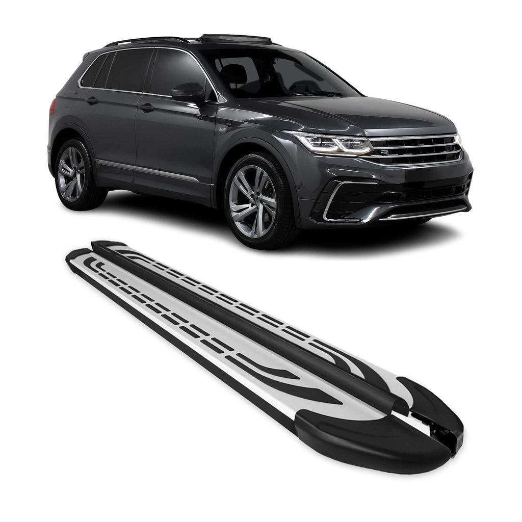 2018-2023 VW Tiguan 2.gen Running Boards Side Steps Silver & Black