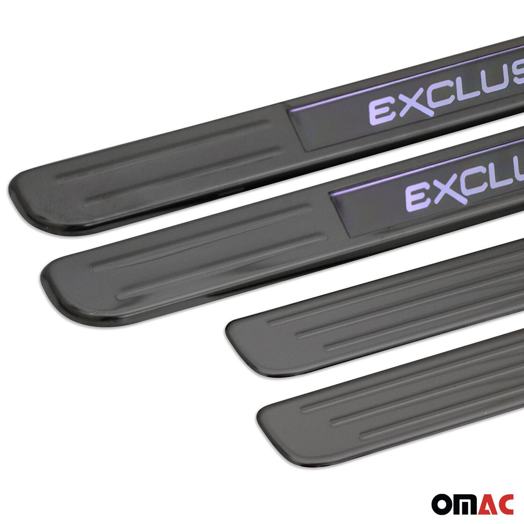 BMW Door Sill Scuff Plate Illuminated Exclusive Stainless Steel Dark 4 Pcs