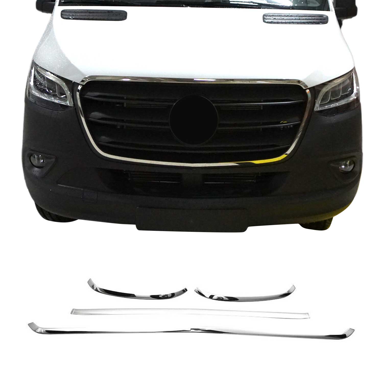 2019-2026 Mercedes Sprinter W907 910 Front Bumper Grill Trim Stainless Steel 4x