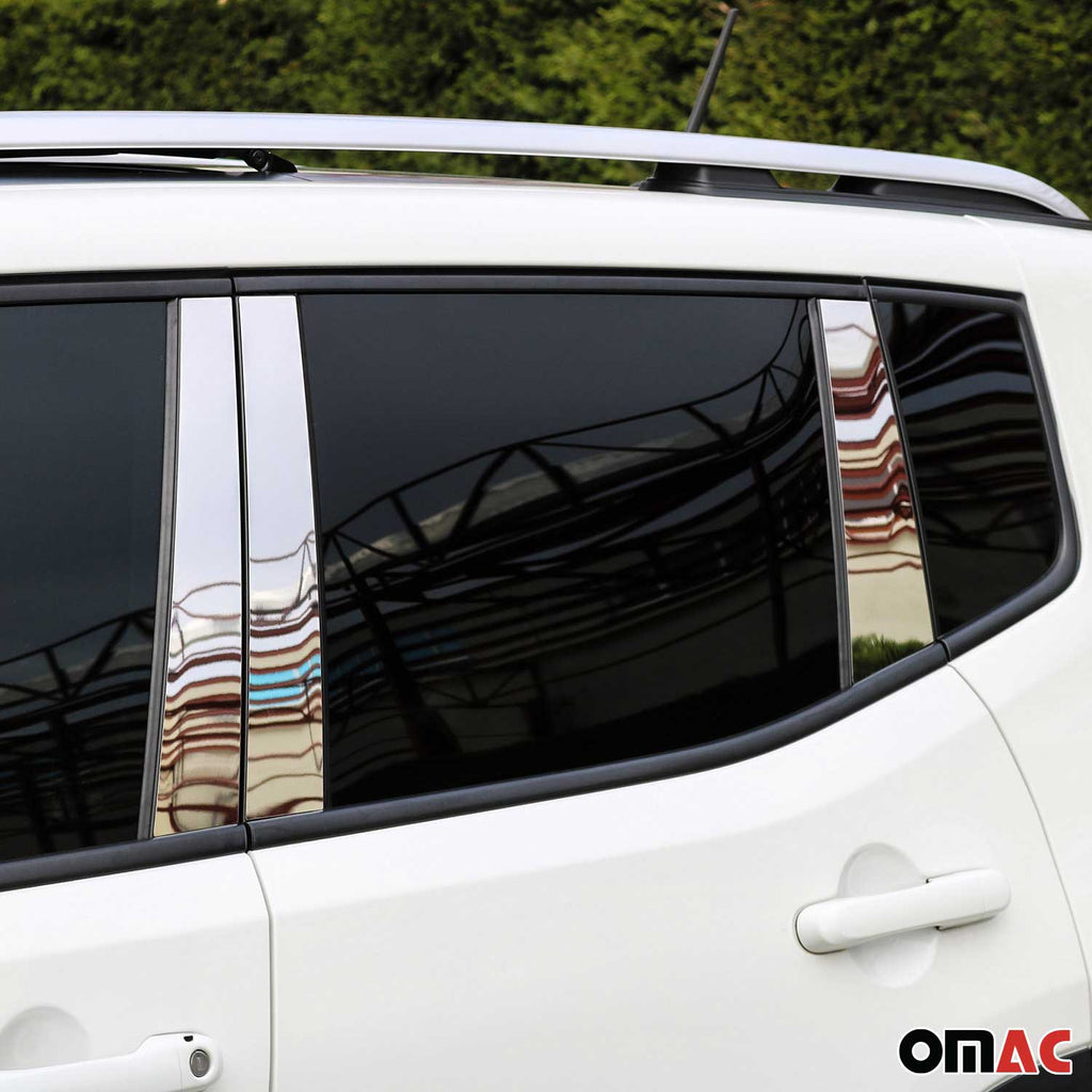 2017-2026 Jeep Compass Window B Pillar Posts Door Trim Cover Stainless Steel Silver 6x
