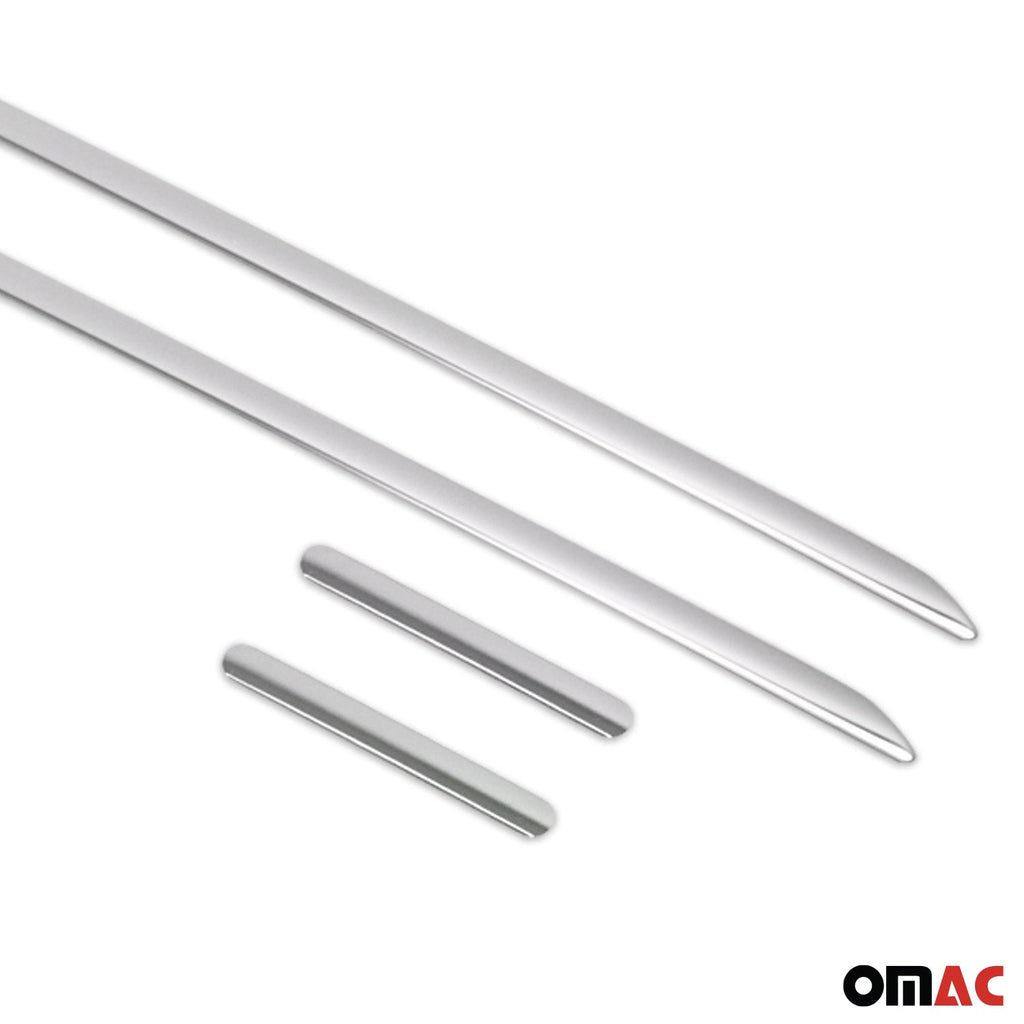 2007-2015 Smart ForTwo Side Door Molding Trim Skirt Garnish Stainless Steel Silver 4Pcs