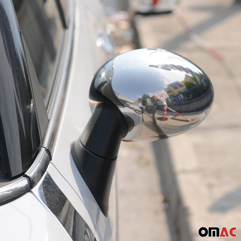 2008-2014 Mini Cooper Clubman R55 Side Mirror Cover Caps Stainless Steel Silver 2 Pcs