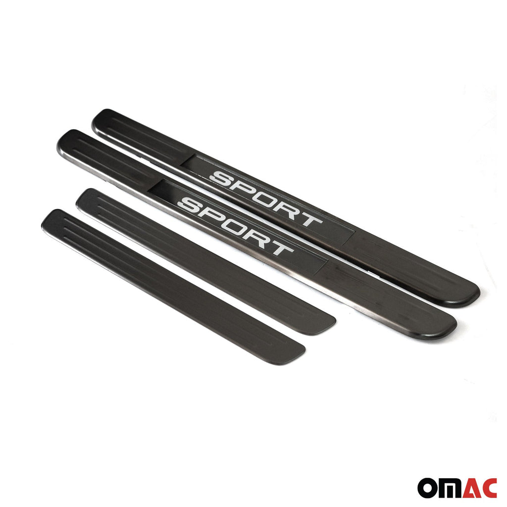 2018-2024 VW Tiguan Door Sill Scuff Plate Illuminated Brushed Stainless Steel Dark