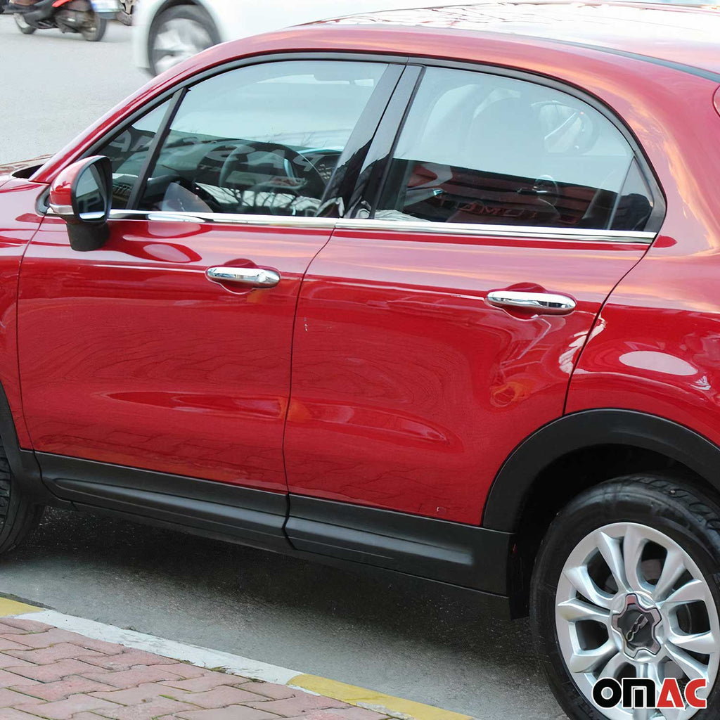 2016-2023 Fiat 500X Window Molding Trim Streamer Stainless Steel Silver 4Pcs