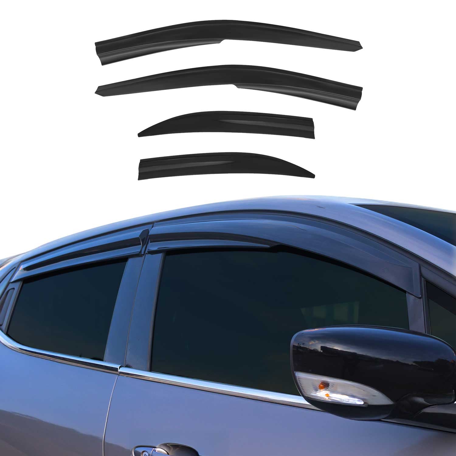 2012-2015 Toyota Camry Window Visor Vent Rain Deflector 4Pcs Smoke