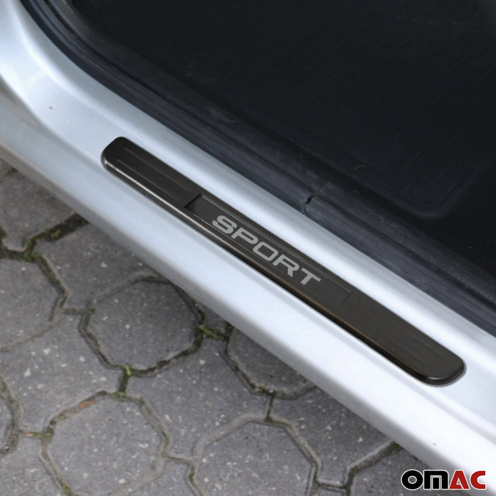 2018-2024 VW Tiguan Door Sill Scuff Plate Illuminated Brushed Stainless Steel Dark