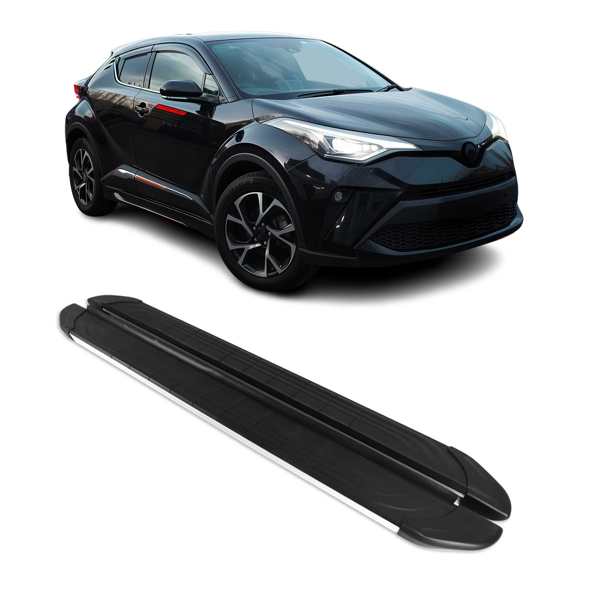 2018-2022 Toyota C-HR Hybrid Running Boards Side Steps Silver & Black